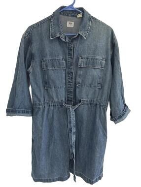 Levi's Women's Denim 3/4 Sleeve Belted Dress - Medium